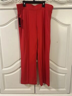 Jones New York Wide-Leg Trousers in Red